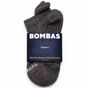 Bombas Gripper Ankle Socks Women Haze Grey Non-Slip Yoga Pilates Barre NEW